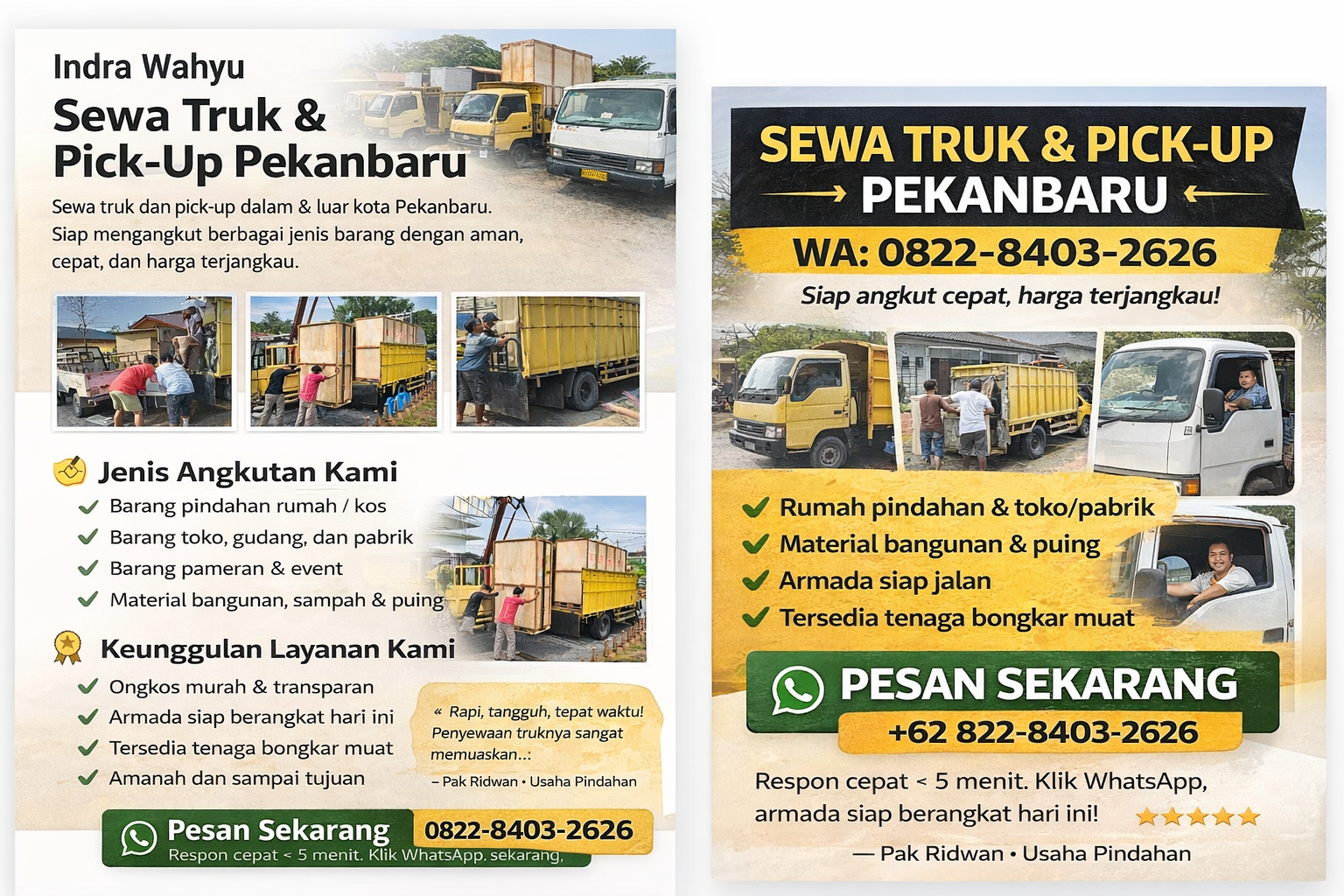 Testimoni Pelanggan Sewa Truk Pekanbaru